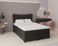 Boxspringbett NEVADA - Komfortbett mit Staraum, Doppelbet, 140x200, Stoff Otis 19 - Schwarz