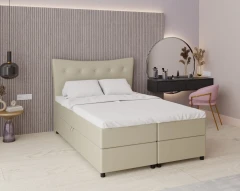 Boxspringbett NEVADA - Komfortbett mit Staraum, Doppelbet, 140x200, Stoff Kronos 45 - Hellgrun