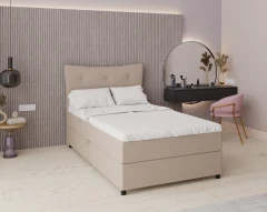 Boxspringbett NEVADA - Komfortbett mit Staraum, Einzelbett, 120x200, Stoff Fancy 11 - Braun