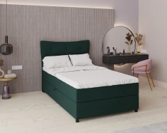 Boxspringbett NEVADA - Komfortbett mit Staraum, Einzelbett, 120x200, Stoff Fancy 39 - Dunkelgrun