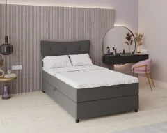 Boxspringbett NEVADA - Komfortbett mit Staraum, Einzelbett, 120x200, Stoff Faro 4 - Rosa