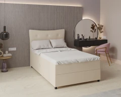Boxspringbett NEVADA - Komfortbett mit Staraum, Einzelbett, 120x200, Stoff Faro 19 - Rosa