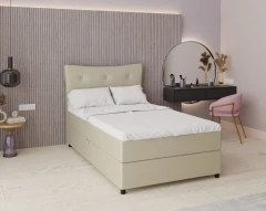Boxspringbett NEVADA - Komfortbett mit Staraum, Einzelbett, 120x200, Stoff Kronos 45 - Rosa
