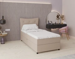 Boxspringbett NEVADA - Komfortbett mit Staraum, Einzelbett, 100x200, Stoff Fancy 11 - Rosa