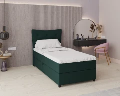 Boxspringbett NEVADA - Komfortbett mit Staraum, Einzelbett, 100x200, Stoff Fancy 39 - Dunkelgrun