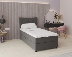 Boxspringbett NEVADA - Komfortbett mit Staraum, Einzelbett, 100x200, Stoff Faro 4 - Grau