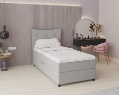 Boxspringbett NEVADA - Komfortbett mit Staraum, Einzelbett, 100x200, Stoff Faro 16 - Rosa