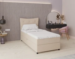 Boxspringbett NEVADA - Komfortbett mit Staraum, Einzelbett, 100x200, Stoff Faro 19 - Beige
