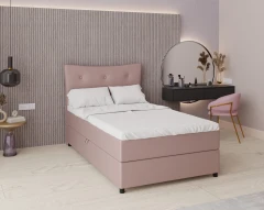 Boxspringbett NEVADA - Komfortbett mit Staraum, Einzelbett, 100x200, Stoff Kronos 27 - Rosa