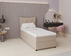 Boxspringbett NEVADA - Komfortbett mit Staraum, Einzelbett,90x200, Stoff Fancy 11 - Braun