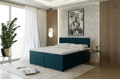 AVALON Boxspringbett 180x200 cm Stoff Dunkeltürkis - Kronos 4