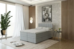 AVALON Boxspringbett 140x200 Stoff Grau - Fancy 85