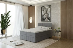 AVALON Boxspringbett 140x200 Stoff Grau - Fancy 90