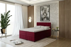 AVALON Boxspringbett 140x200 Stoff Rot- Kronos 2