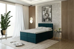 AVALON Boxspringbett 140x200 Stoff Dunkeltürkis- Kronos 4