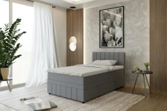 AVALON Boxspringbett 120x200 Stoff Grau - Fancy 90