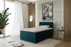AVALON Boxspringbett 120x200 Stoff Dunkeltürkis- Kronos 4