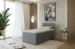 AVALON Boxspringbett 100x200 Stoff Grau - Fancy 90