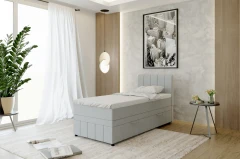 AVALON Boxspringbett 90x200 Stoff Grau - Fancy 85