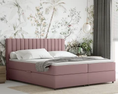 Boxspringbett EVEREST 180x200 mit Bettkasten - Stoff Rosa (Bezung Kronos 27)