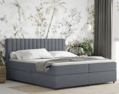 Boxspringbett EVEREST 180x200 mit Bettkasten - Stoff Grau (Bezung Faro 4)