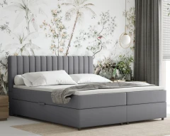Boxspringbett EVEREST 180x200 mit Bettkasten - Stoff Dunkelgrau (Bezung Fancy 90)