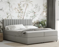 Boxspringbett EVEREST 180x200 mit Bettkasten - Stoff Hellgrau (Bezung Fancy 85)
