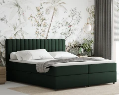 Boxspringbett EVEREST 180x200 mit Bettkasten - Stoff Dunkelgrün (Bezung Fancy 39)