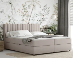 Boxspringbett EVEREST 180x200 mit Bettkasten - Stoff Dunkelbeige (Bezung Fancy 11)