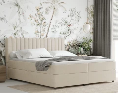 Boxspringbett EVEREST 180x200 mit Bettkasten - Stoff Beige (Bezung Bondo 1)