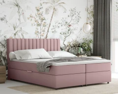 Boxspringbett EVEREST 160x200 mit Bettkasten - Stoff Rose (Kronos 27) mit integrierter Matratze, (inklusive) Topper