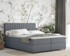 Boxspringbett EVEREST 160x200 mit Bettkasten - Stoff Grau (Bezung Faro 4)