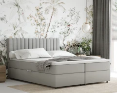 Boxspringbett EVEREST 160x200 mit Bettkasten - Stoff Hellgrau (Bezung Fancy 85)