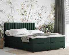 Boxspringbett EVEREST 160x200 mit Bettkasten - Stoff Dunkelgrün (Bezug Fancy 39)