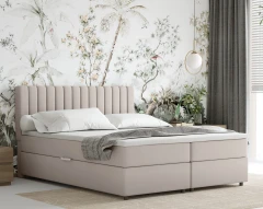 Boxspringbett EVEREST 160x200 mit Bettkasten - Stoff Dunkelbeige (Bezung Fancy 11)
