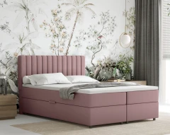 Boxspringbett EVEREST 140x200 mit Bettkasten - Stoff Rosa (Bezung kronos 27)