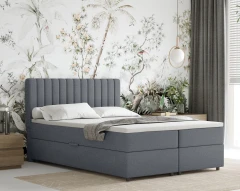 Boxspringbett EVEREST 140x200 mit Bettkasten - Stoff Grau (Bezung Faro 4)