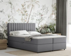 Boxspringbett EVEREST 140x200 mit Bettkasten - Stoff Dunkelgrau (Bezung Fancy 90)