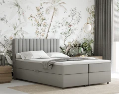 Boxspringbett EVEREST 140x200 mit Bettkasten - Stoff Hellgrau (Bezung Fancy 85)