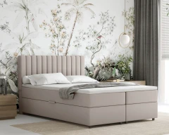 Boxspringbett EVEREST 140x200 mit Bettkasten - Stoff Dunkelbeige (Bezung Fancy 11)