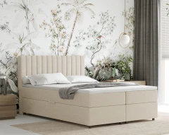 Boxspringbett EVEREST 140x200 mit Bettkasten - Stoff Beige (Bezung Bondo 1)