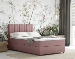 Boxspringbett EVEREST 120x200 mit Bettkasten - Stoff Rose (Kronos 27)