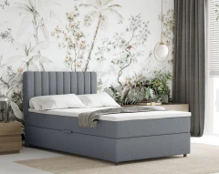 Boxspringbett EVEREST 120x200 mit Bettkasten - Stoff Grau (Bezung Faro 4)