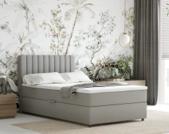 Boxspringbett EVEREST 120x200 mit Bettkasten - Stoff Hellgrau (Bezung Fancy 85)