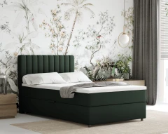Boxspringbett EVEREST 120x200 mit Bettkasten - Stoff Dunkelgrün (Bezung Fancy 39)