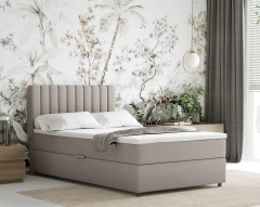 Boxspringbett EVEREST 120x200 mit Bettkasten - Stoff Dunkelbeige (Bezung Fancy 11)