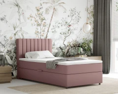 Boxspringbett EVEREST 100x200 mit Bettkasten - Stoff Rose (Bezung Kronos 27)