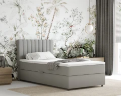 Boxspringbett EVEREST 100x200 mit Bettkasten - Stoff Hellgrau (Bezung Fancy 85)
