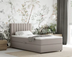 Boxspringbett EVEREST 100x200 mit Bettkasten - Stoff Dunkelbeige (Bezung Fancy 11)