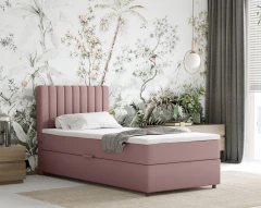 Boxspringbett EVEREST 90x200 mit Bettkasten - Stoff Rose (Bezung Kronos 27)